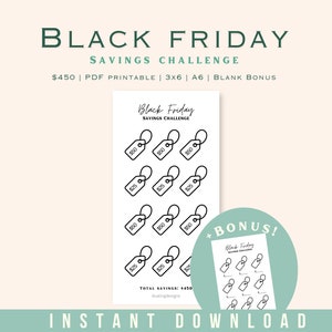 Black Friday Savings Tracker, Mini Savings Challenge, Budget Insert, Cyber Monday Savings Challenge, A6 Savings Challenge Printable, 3x6