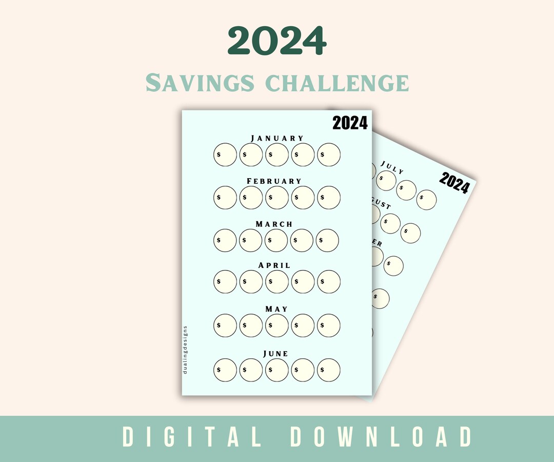 2024 Blank Savings Challenge Save 2400 in 2024 New Years Savings ...