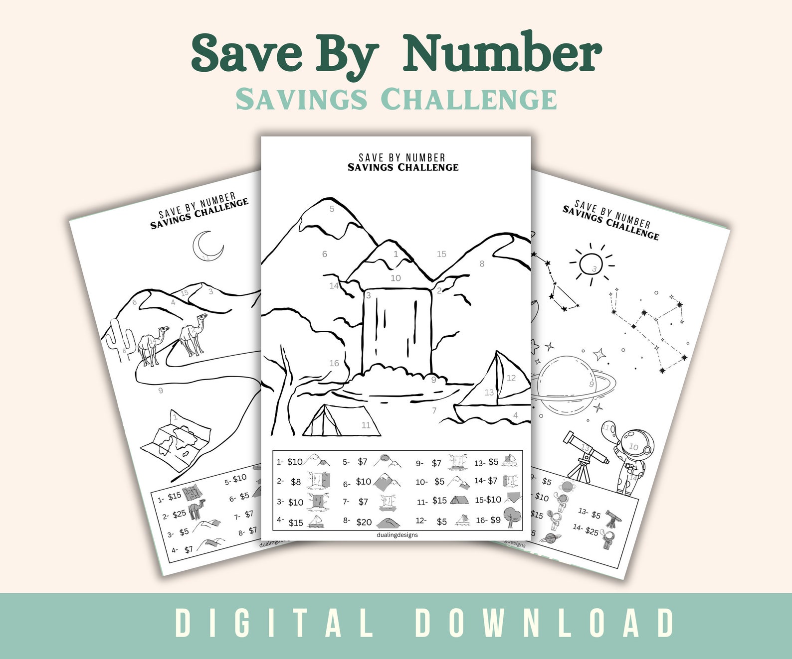 Save By Numbers .pdf Save by Number Coloring Savings Challenge Printable - Low Income ...