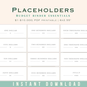 Einfache Geld Platzhalter für Bargeld Füllung, druckbare Budget Binder wesentlich, Geld Platzhalter Bündel, Sinking Funds, A6 Prop Geld Bargeld