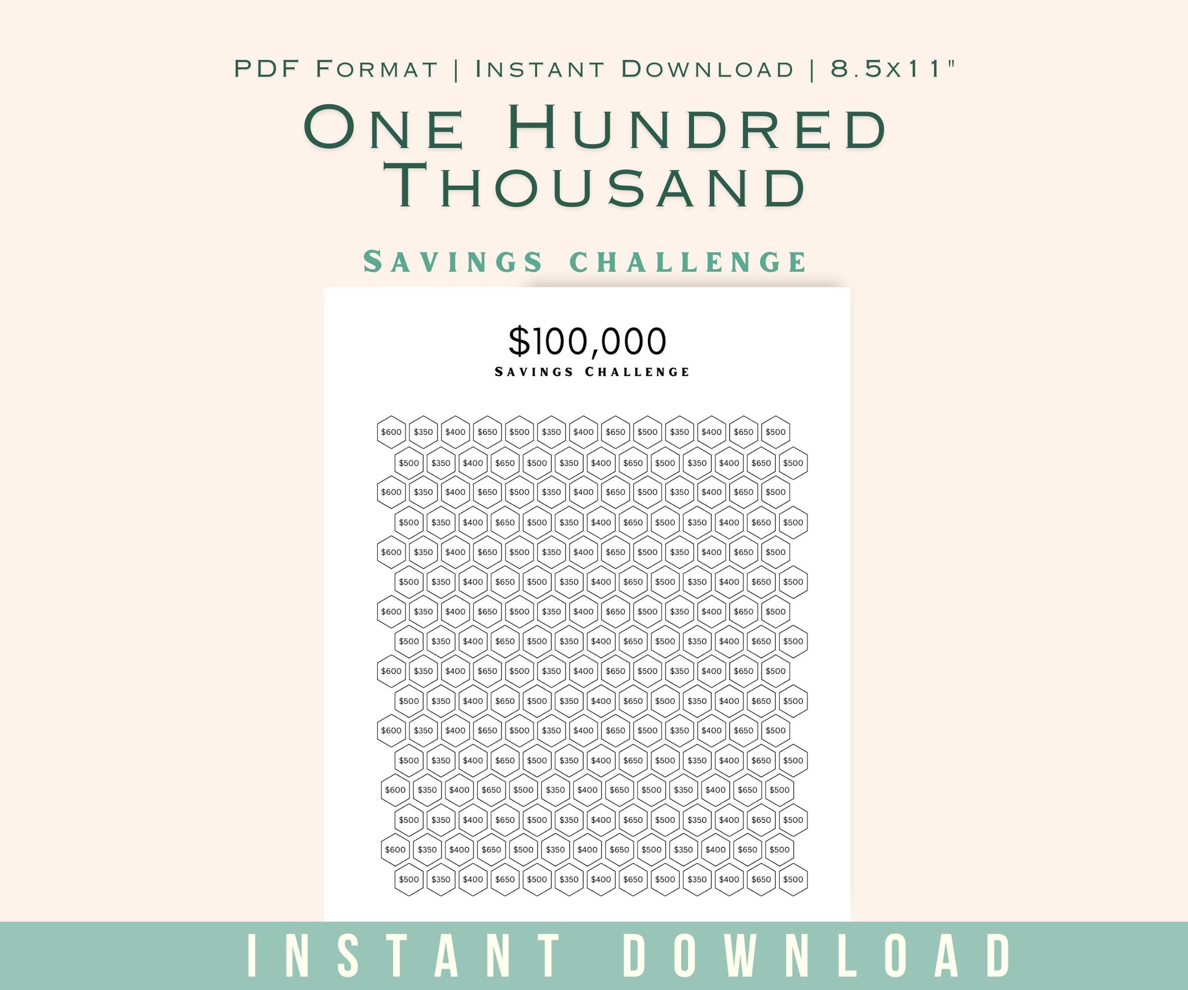 100k Savings Challenge Printable: Minimalist Money Management (US