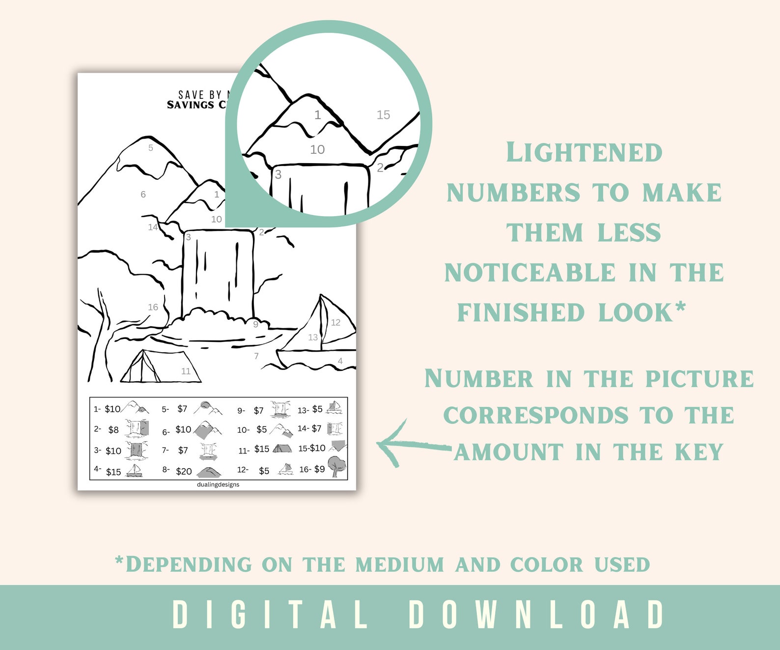 Save by Number Coloring Savings Challenge Printable - Low Income ...
