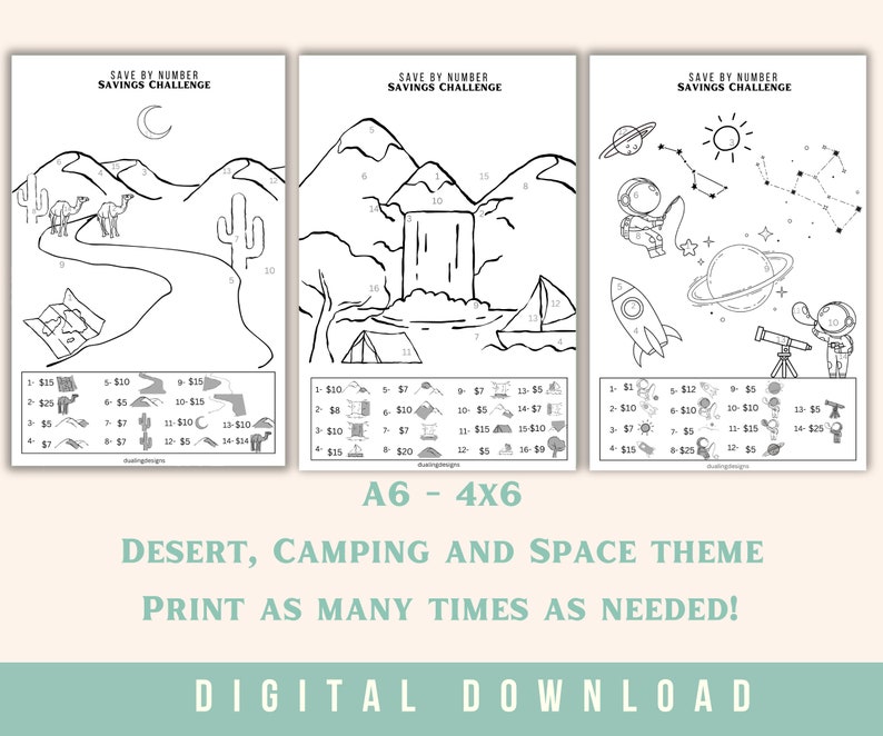 Save by Number Coloring Savings Challenge Printable - Low Income ...