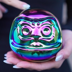 Handmade Porcelain Daruma Figurine: Good Luck, Perseverance Symbol (4 Inches)