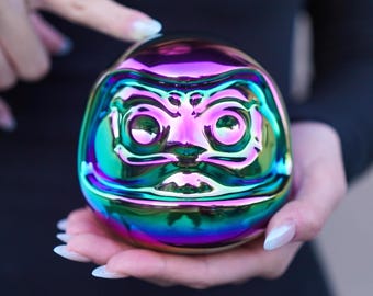 Lindo Daruma de la Buena Suerte, Cerámica Hecha a Mano, Pequeño