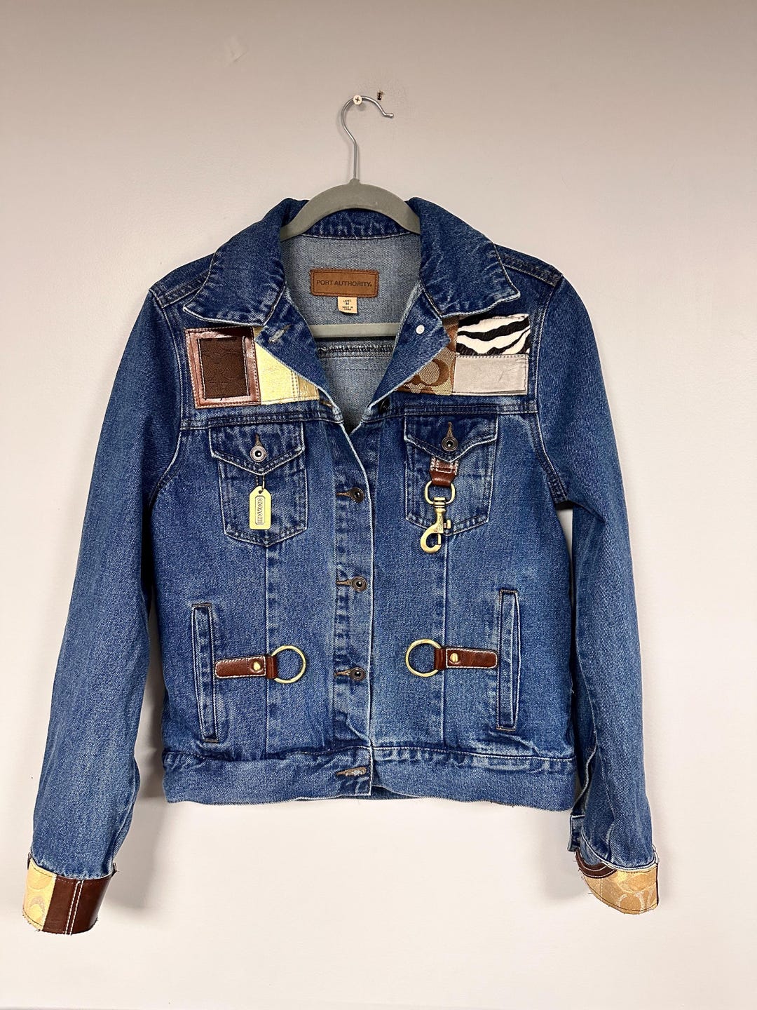 Upcycled Vintage COACH Pattern Denim Jean Jacket, Women's Medium, Nice ...