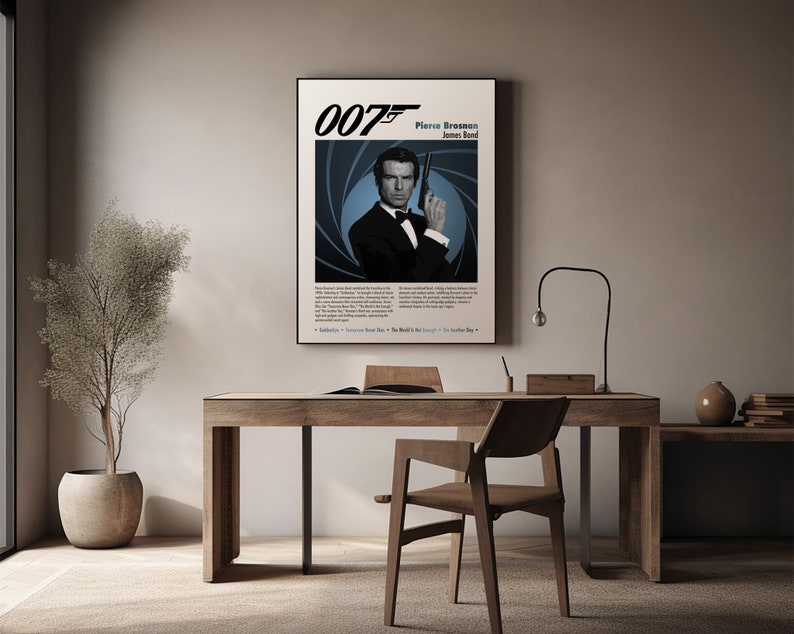 Pierce Brosnan Poster James Bond Wall Art 007 Digital Prints Action ...