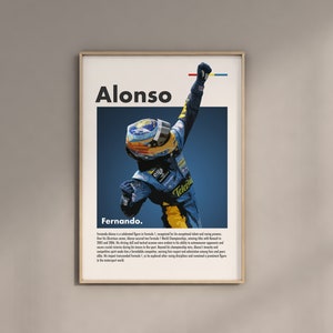 Print Fernando Alonso Poster Formula 1 Wall Art Digital F1 Driver Prints Formula1 Athlete Garage  Decor Renault F1 Motorsport Gifts For Men