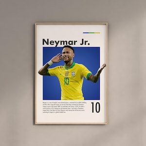 Neymar Jr Poster Brazilian Football Team Cool Athlete Posters Bedroom Soccer Artwork Brazil Footballer Prints  Sports Enthusiasts Posters
