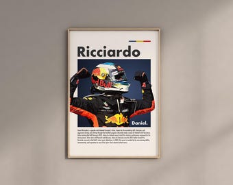 Daniel Ricciardo Poster Formula 1 Wall Art Formula1 Monaco GrandPrix Artwork Redbull F1 Team Art Gifts for Him Race Car Prints