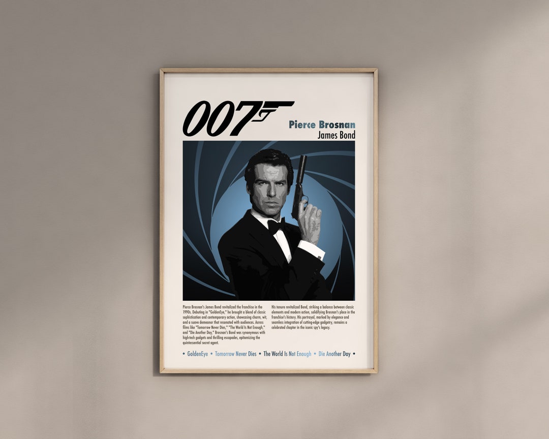 Pierce Brosnan Poster James Bond Wall Art 007 Digital Prints Action ...