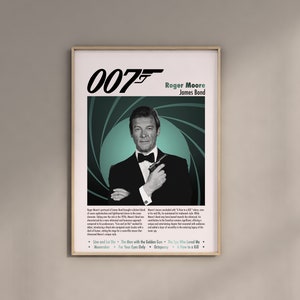 Roger Moore Poster James Bond Wall Art Aesthetic Actor Prints Bedroom Decor Gifts For Men James Bond Movie Artwork Roger Moore 007 Posters