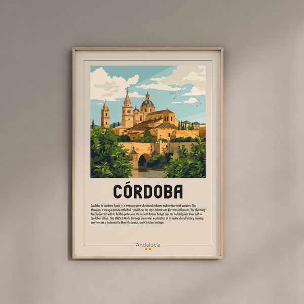 Cordoba Spain Poster Vintage Andalucia Wall Art Aesthetic Bedroom Decoration Downloadable Traveling Artwork Gifts For Travel Enthusiasts