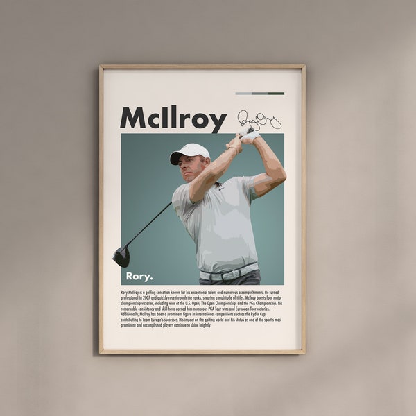 Rory McIlroy Poster Printable Golf Posters Rory McIlroy Wall Art Digital Golfing Prints Athlete Bedroom Decoration Golf Gifts For Men