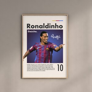 Cartel digital de Ronaldinho FC Barcelona Decoración Fútbol Obras de arte Regalos para niños Brasil Fútbol Impresiones Sala de estar Arte de pared FC Barça