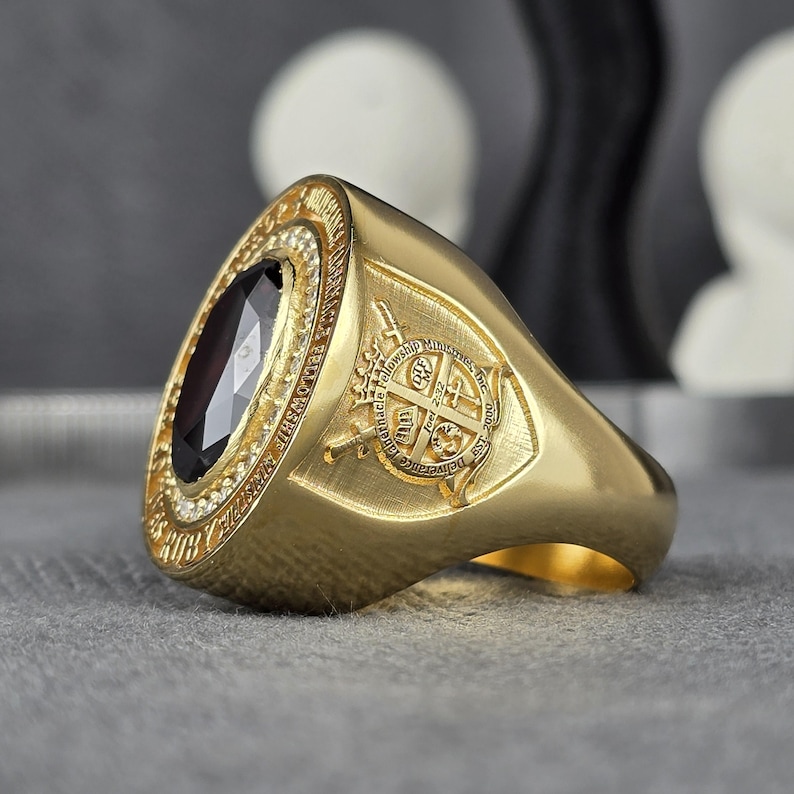 Religious Ruby Bishop Ring Gold Ruby Signet Ring Arch Bishop Religious Ring Christian ...