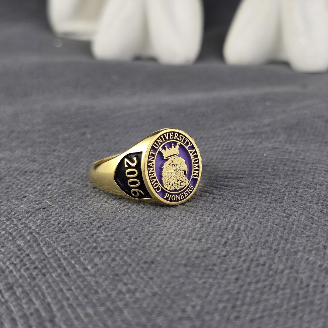 Custom University Alumni Ring Gold, Personalized College Signet Ring ...