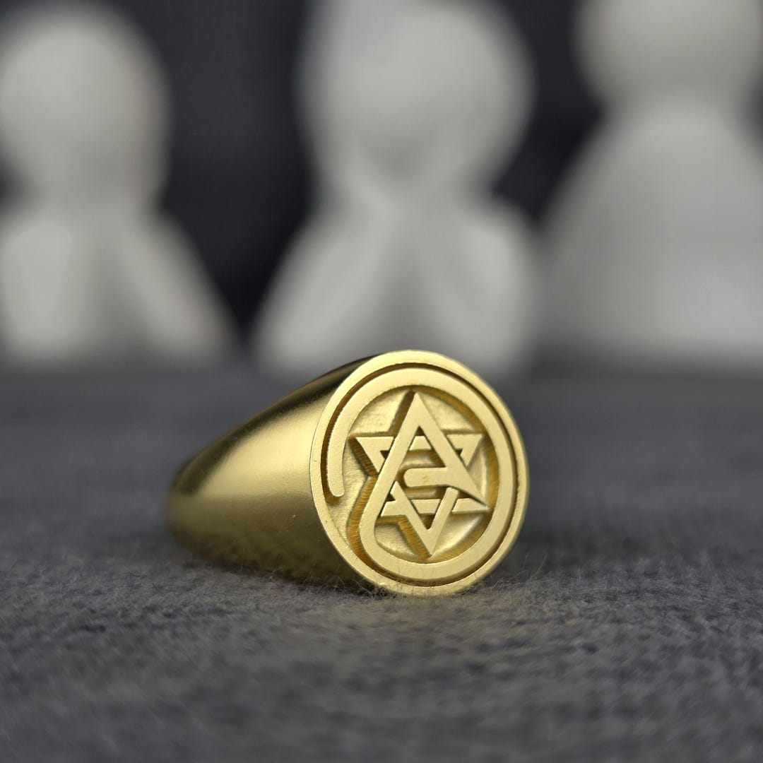 Symble Ring Gold Symbol Ring, Geometric Signet Ring, Custom Spiritual Jewelry ...