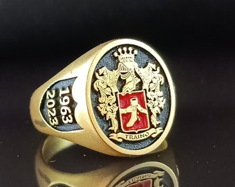 Personalisierter Ring mit personalisiertem Gold und Silber, Familienwappen Wappen Benutzerdefinierter Ring für personalisierte Ringe