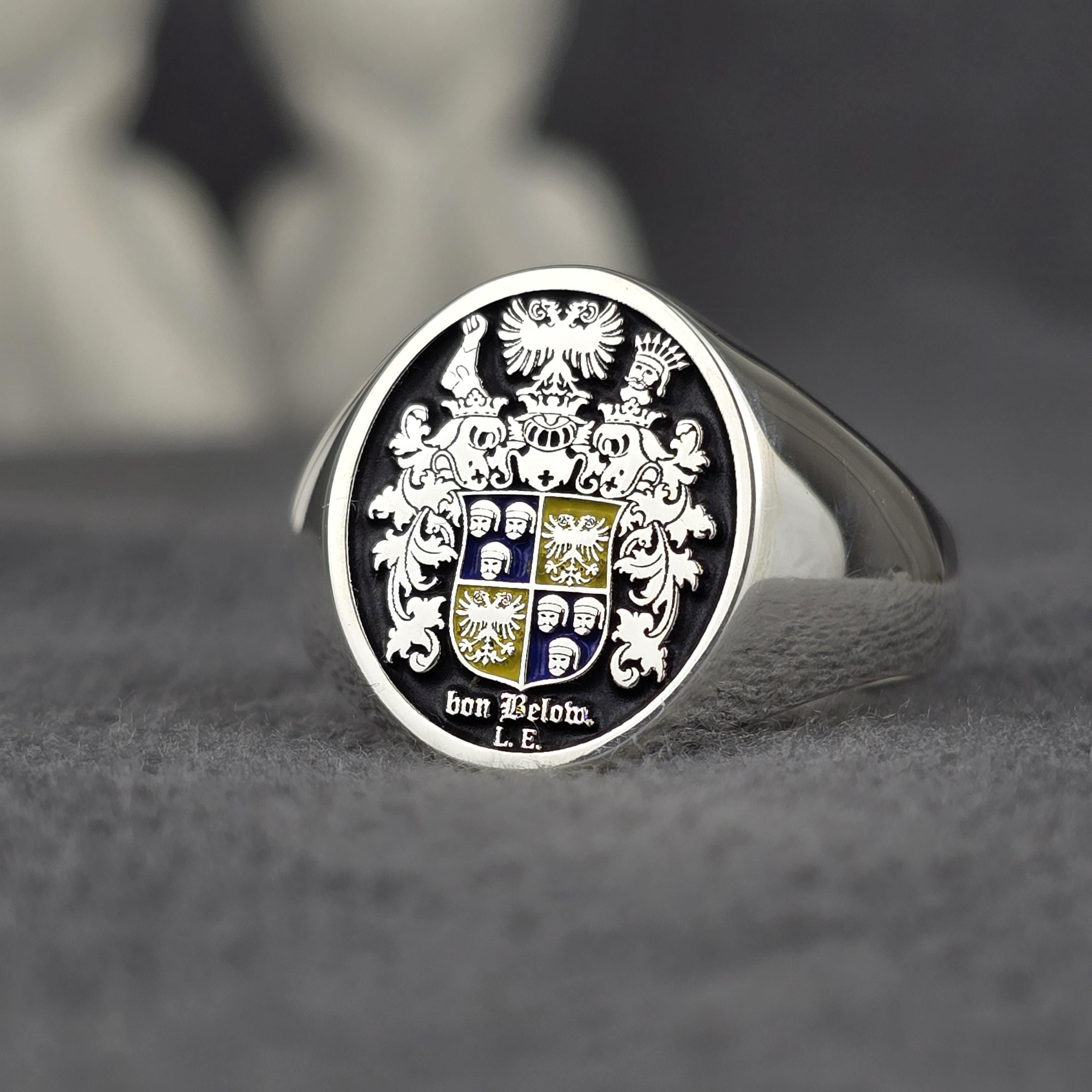 Heraldic Signet Ring Coat of Arms Ring Medieval Family Crest Ring ...
