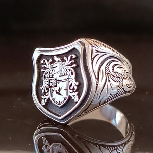 Coat of Arms- Family Crest Ring for Personalized Jewelry-Personalized Gold and Signet Ring, shield crest, shield ring, Family Crest Ring