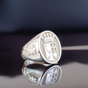 Anillo con escudo, anillo con sello con escudo familiar, regalo de Navidad, anillo con escudo de armas, anillos con escudo familiar, anillo con sello personalizado