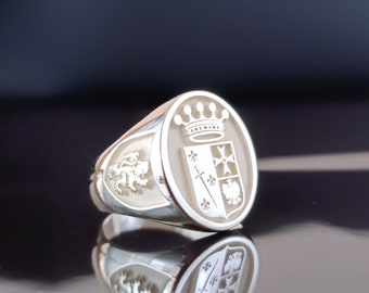 Crest Ring, Family Crest Signet Ring Christmas Gift, Coat of Arms Ring, Family Crest Rings, Custom Signet Ring