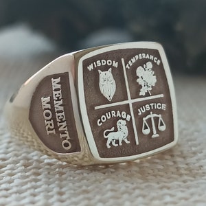 Vier Kardinaltugenden Kardinaltugenden Halskette,Weisheit Halskette, Stoische Geschenk, Stoische Vier Kardinaltugenden Ring,Gerechtigkeit Weisheit Ring, Stoische Halskette