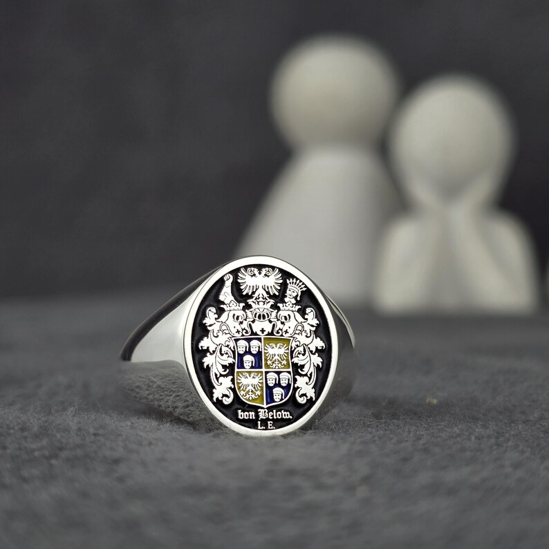 Heraldic Signet Ring Coat of Arms Ring Medieval Family Crest Ring ...