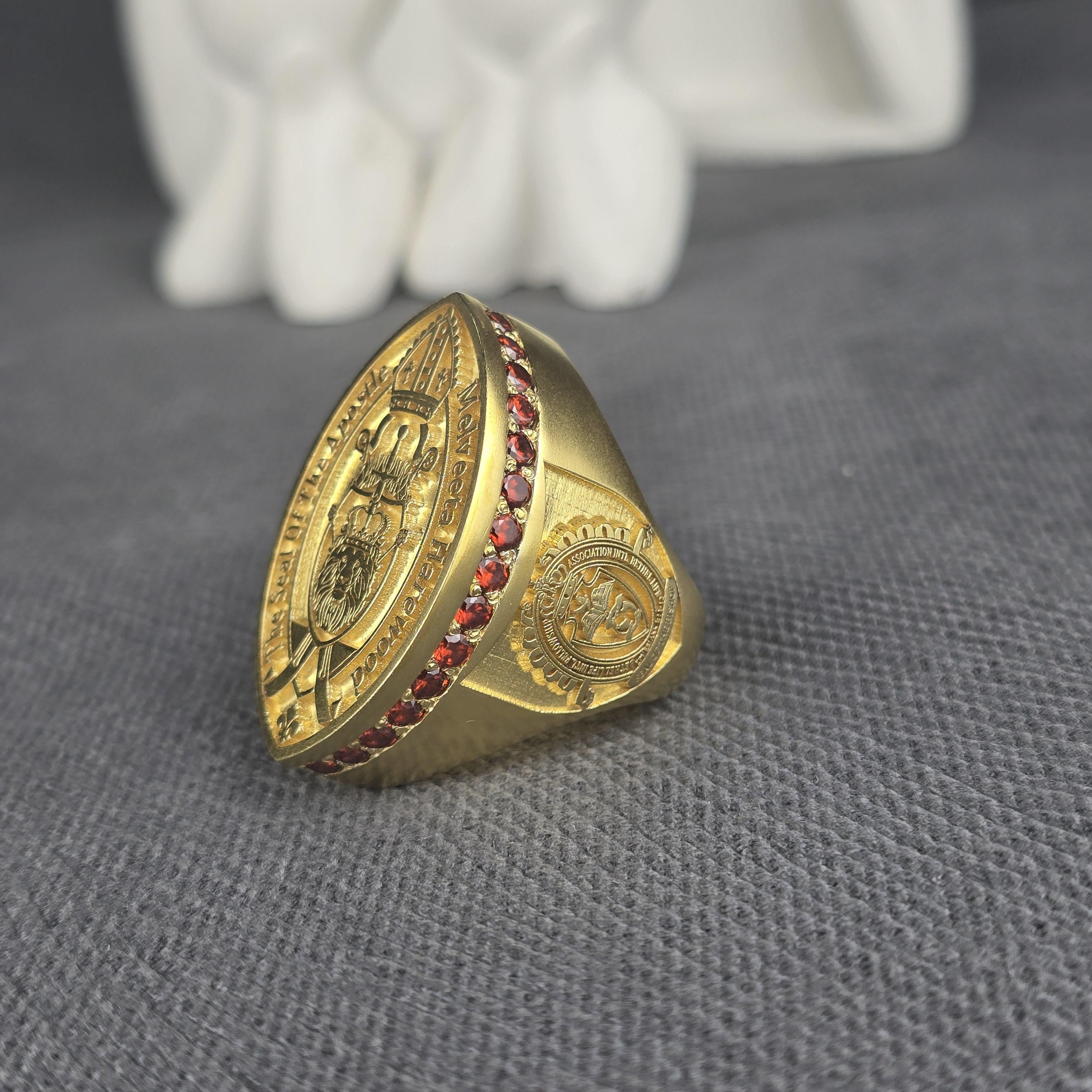 Custom Bishop Signet Ring • Personalized Episcopal Seal Ring • Gold ...