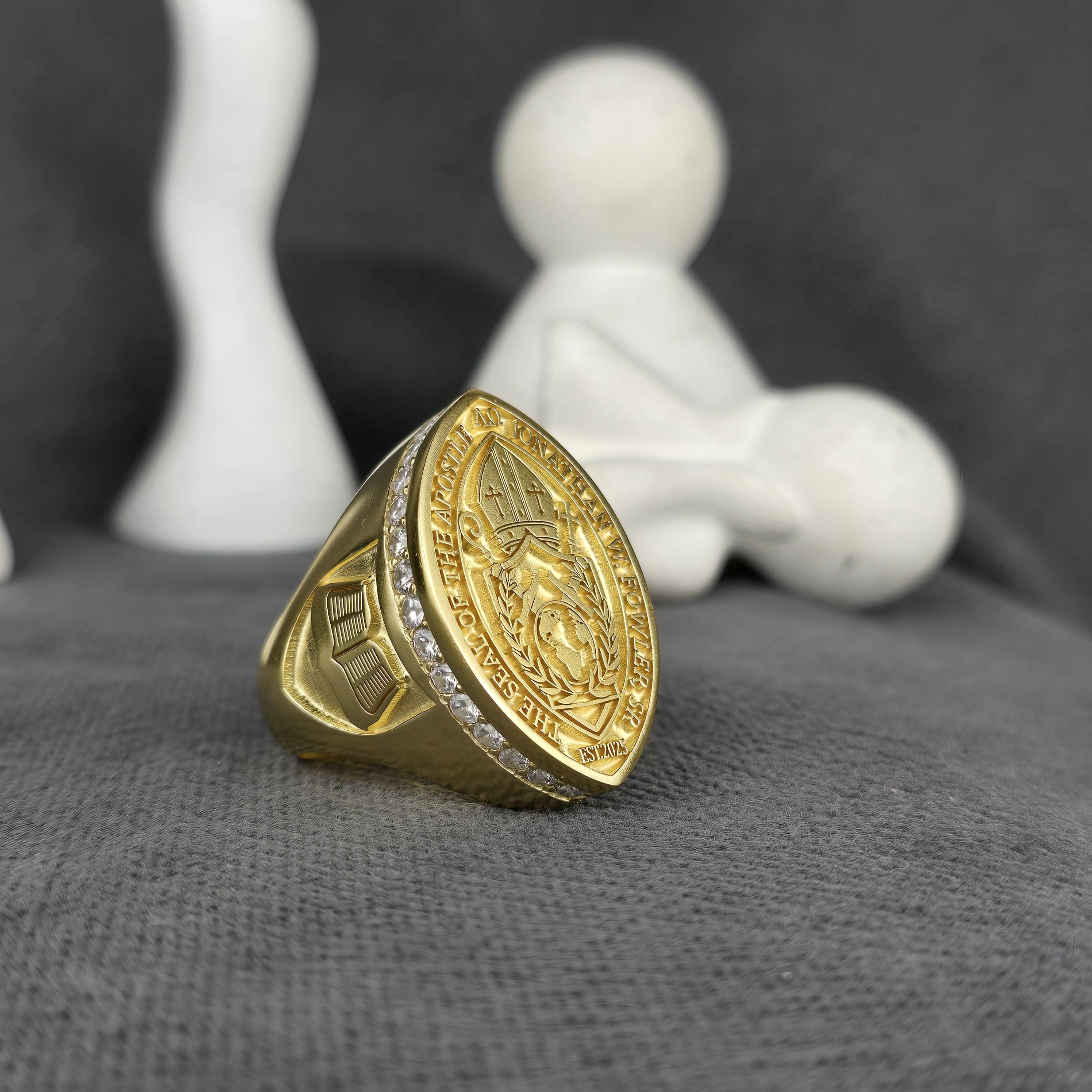 Bishop Ring | Custom Gold Signet Ring | Clergy Seal Ring for Men ...