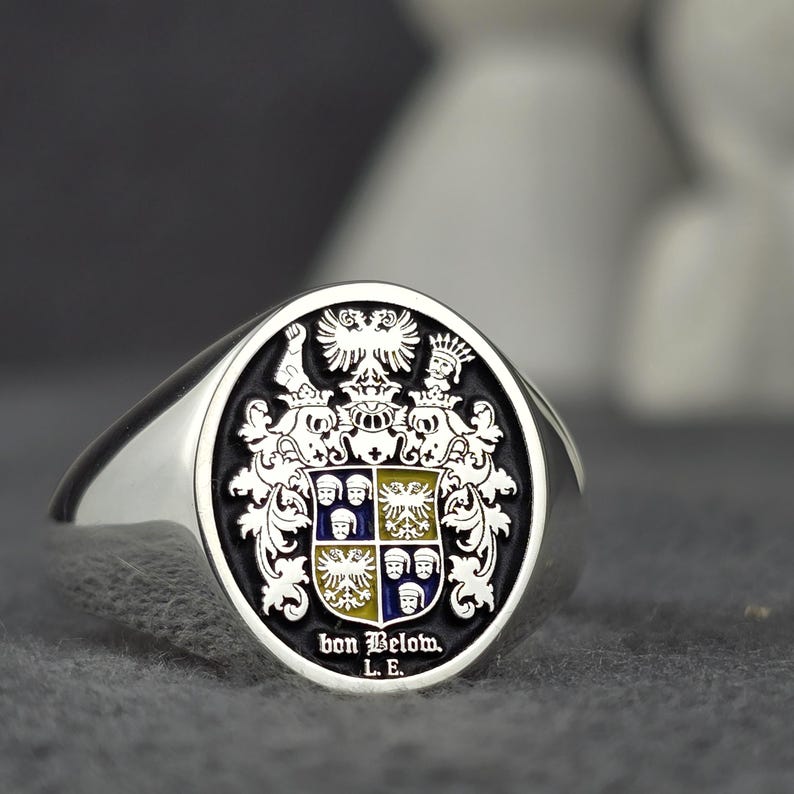 Heraldic Signet Ring Coat of Arms Ring Medieval Family Crest Ring ...