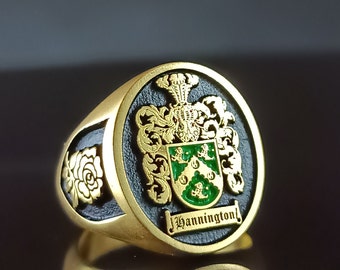 Anillo personalizado con escudo de armas de la familia para anillos personalizados, anillo personalizado con oro y plata personalizados