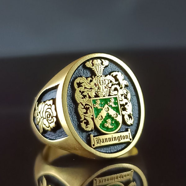 Familienwappen Wappen Individueller Ring für personalisierte Ringe, Individueller Ring mit personalisiertem Gold und Silber