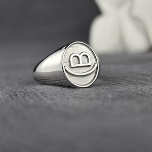 Personalized Monogram Signet Ring • Custom Initial Jewelry Gift for Men • Sterling Silver or Gold Initial Letter Ring