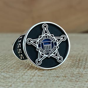 Ring geheime dienst / Amerikaanse badgering / aangepaste wetshandhavingssieraden / zegelring federaal agent / handgemaakte politie-stijl ring