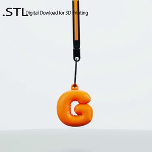 Llavero con la letra "G" en forma de globo impreso en 3D personalizado, imprimible con archivo STL, regalo divertido para niños y adultos