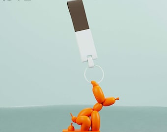 Balloon Dog Keychain 3D STL Files for Printing, Cute 3D Keychain Print Design Files, Fun Keyring Accessory STL Download