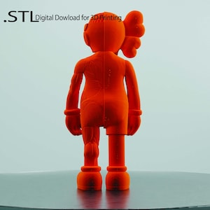 May include: An orange 3D printed figurine of a character with a blank expression. The figurine is standing on a black surface. The text '.STL Digital Download for 3D Printing' is visible in the top left corner of the image.