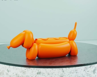 Personalized Balloon Animal Dog STL – Custom 3D Printable Flexi Toy ,Hot Dog Style