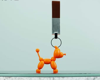 Balloon Dog Keychain 3D STL Files for Printing, Cute 3D Keychain Print Design Files, Fun Keyring Accessory STL Download