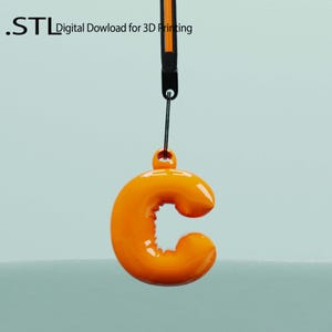 Llavero con la letra "C" en forma de globo impreso en 3D personalizado, imprimible con archivo STL, regalo divertido para niños y adultos