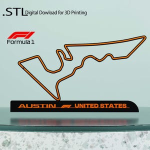 Formule 1 Austin Track STL-bestand digitale download voor 3D-printen, F1 circuit kunst aan de muur, uniek cadeau voor F1-fans, decor VS Grand Prix