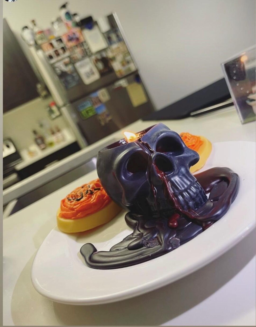 Bleeding Skull Candle Etsy