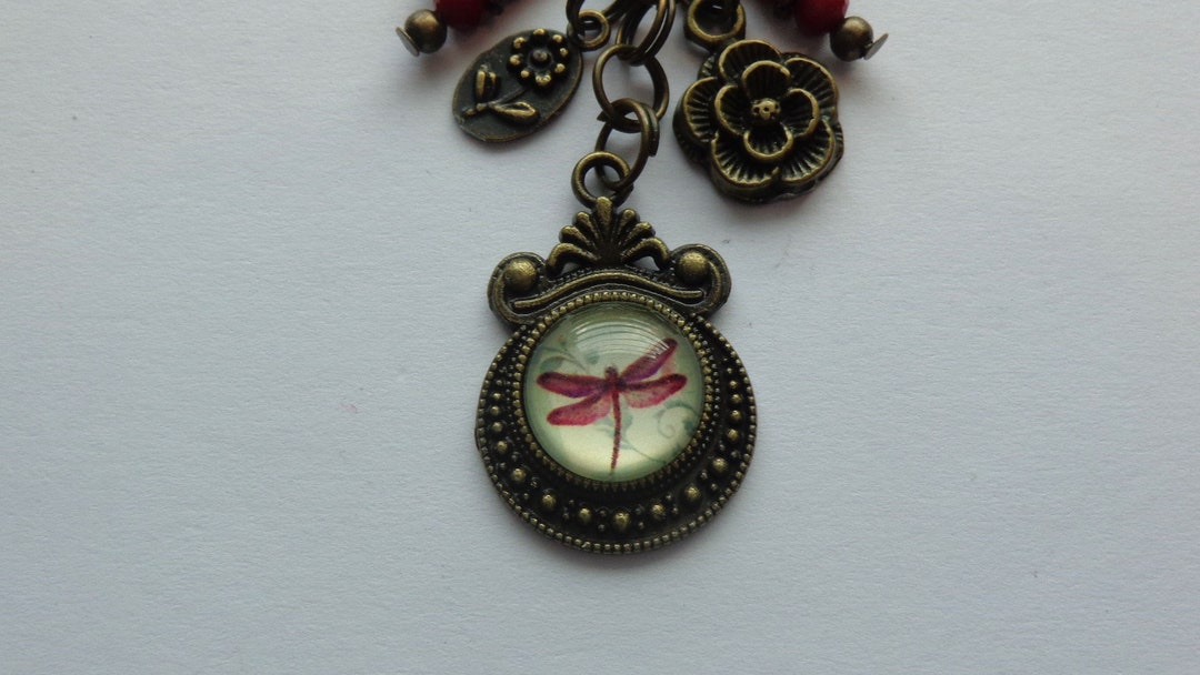 Dragonfly, Crystal Beads, Flowers, Love, Tibet Bronze Charms, Key Chain