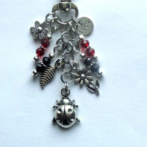 Lady Bug Key Chain, Bag, Purse Clip, Zipper Pull, Fob.