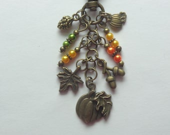 Harvest, Autumn, Fall Maple Leaf Key Chain, Bag Charm.