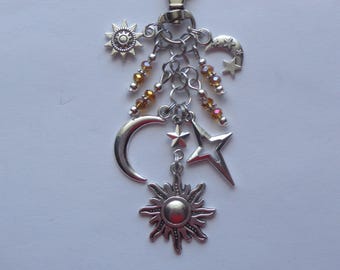 Celestial, Moon, Star Key Chain, Bag Charm.