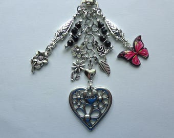 Butterfly Keychain, Bag Charm, Zipper Pull, Fob.