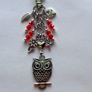 Owl Key Chain, Bag, Purse, Car, Cellphone Charm, Zipper Pull, Bookmark.
